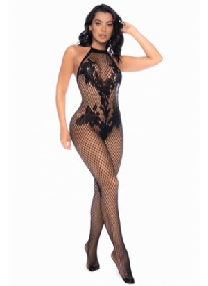 Combinaison en résille noir - MAL1116BLK